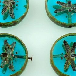 Coin Round Dragonfly Window Flat Czech Beads