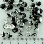 Bell Flower Caps Czech Beads - Jet Black Silver Labrador Half - 7mm