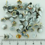 Bell Flower Caps Czech Beads - Gray White Rainbow Silver Gold Half - 7mm