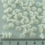 Bell Flower Caps Czech Beads - Opaque White AB Half - 7mm