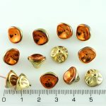 Bell Flower Lily Of The Valley Caps Czech Large Beads - California Gold Bronze Rush - 10mm