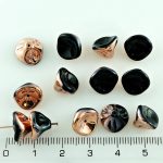 Bell Flower Lily Of The Valley Caps Czech Large Beads - Black Copper Half - 10mm
