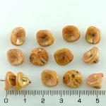 Bell Flower Lily Of The Valley Caps Czech Large Beads - Picasso Pink Brown - 10mm