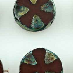 Cross Flower Coin Czech Flat Carved Table Cut Beads