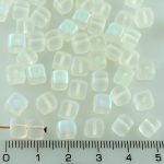 Cube Czech Beads - Matte Frosted Crystal AB - 7mm