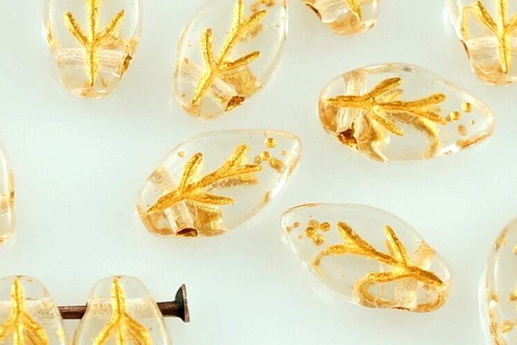 Leaf Carved Czech Beads - Picasso Beads - Czech Glass Beads Wholesale  Supplier
