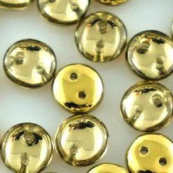 Lentil Round Flat Czech Two Hole Beads