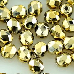 Round Faceted Fire Polished Czech Beads