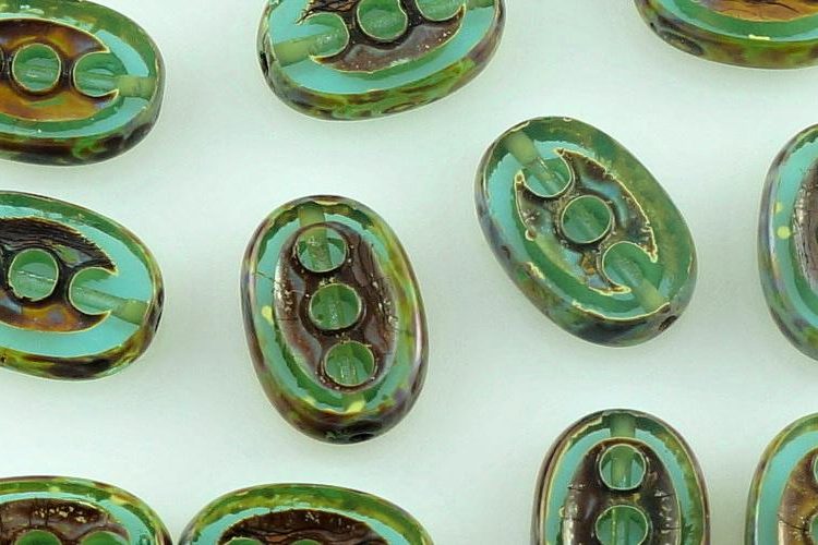 Oval Window Table Cut Flat Dots Czech Beads