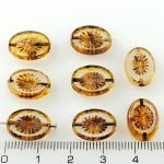 Oval Kiwi Window Table Cut Flat Czech Beads - Picasso Crystal Brown Rustic - 14mm