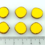 Coin Round Window Table Cut Flat Czech Beads - Yellow Picasso - 15mm