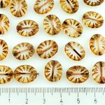 Oval Flower Sun Flat Czech Beads - Picasso Crystal Yellow Rustic - 14mm