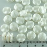 Czech Round Waved Disk One Hole Beads - Pastel Snow White Pearl - 12mm