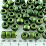 Czech Pony Large Hole Crow Ring Roller Beads - Matte Metallic Green Luster - 9mm