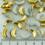 Large Czech Angel Wings Easter Beads - Opaque Alabaster White Gray Metallic Gold Half - 15mm