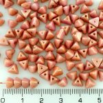 Half Pinch Large Czech Beads - Pink Gold Luster - 7mm