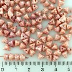 Half Pinch Large Czech Beads - Picasso Pink Red Opal Terracotta - 7mm