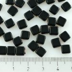 Two Hole Czech Beads - Opaque Black - 6mm
