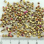 Round Faceted Fire Polished Czech Beads - California Purple Gold - 3mm