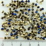 Round Faceted Fire Polished Czech Beads - California Blue Gold - 3mm