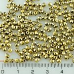 Round Faceted Fire Polished Czech Beads - Crystal Gold - 3mm