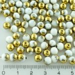 Round Czech Beads - White Gold Half - 6mm