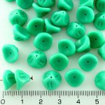 Bell Flower Lily Of The Valley Caps Czech Large Beads - Turquoise Green - 10mm
