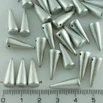 Spike Cone Drop Large Czech Beads - Metallic Matte Aluminium Silver - 17mm
