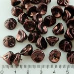 Bell Flower Lily Of The Valley Caps Czech Large Beads - Metallic Shiny Bronze Brown Luster - 10mm