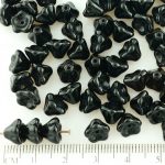 Bell Flower Caps Czech Beads - Black - 8mm