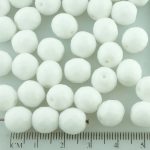 Round Faceted Fire Polished Czech Beads - Opaque White - 10mm