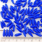 Dagger Leaf Czech Beads - Blue - 11mm