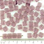 Square Flat Tile One Hole Czech Beads - Crystal Purple Clear - 6mm
