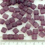 Square Flat Tile One Hole Czech Beads - Matte Crystal Purple Frosted - 6mm