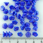 Bell Flower Caps Czech Beads - Opaque Dark Blue Iris - 7mm