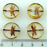 Coin Round Dragonfly Window Flat Czech Beads - Picasso Crystal Rustic - 17mm