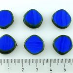 Coin Round Window Table Cut Flat Czech Beads - Picasso Brown Opaque Opaque Medium Dark Blue Sapphire - 15mm