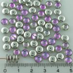 Disc Flat Disk One Hole Czech Beads - Crystal Silver Purple Half - 6mm