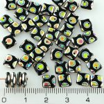 Square Paillettes Squarelet One Hole Chips Czech Beads - Opaque Jet Balck Peacock Vitrail - 6mm