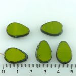Teardrop Flat Window Table Cut Czech Beads - Picasso Brown Opaque Olive Green - 18mm