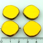 Coin Round Window Table Cut Flat Czech Beads - Picasso Opaque Yellow Brown - 22mm
