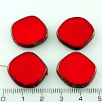 Coin Round Window Table Cut Flat Czech Beads - Picasso Opaque Red Coral Brown - 22mm