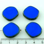 Coin Round Window Table Cut Flat Czech Beads - Picasso Opaque Blue Brown - 22mm