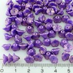 Bell Flower Caps Czech Beads - Gold Shine Purple - 7mm