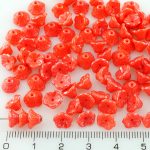 Bell Flower Caps Czech Beads - Opaque Coraline Red Luster - 7mm