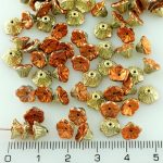 Bell Flower Caps Czech Beads - California Golden Rush - 7mm