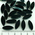 Oval Petal Flat Window Table Cut Czech Beads - Picasso Black - 18mm