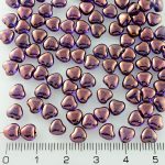 Heart Shaped Small Czech Beads - Metallic Purple Violet Luster Bronze - 6mm