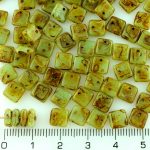 Square Paillettes Squarelet One Hole Chips Czech Beads - Picasso Brown Opal Green Blue - 6mm