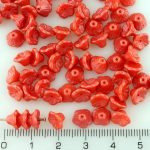 Bell Flower Caps Czech Beads - Pearl Shine Coral Red - 0.7x0.5x0.1cm